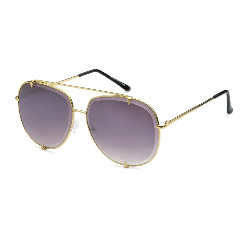Womens Oversized  Sunglasses Gold Metal Frame Black Gradient Lens UV400 Lentes
